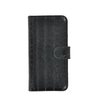 iPhone 11 Wallet Bookcase hoes Pearlycase Echt Leder hoesje Croco Zwart