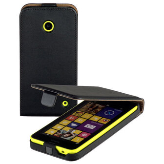 Pearlycase Zwart Lederlook Flip case hoesje cover klap hoesje cover Nokia Lumia 830 - Lederlook Flip case klap hoesje cover