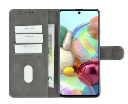 Samsung Galaxy A72 Hoesje - Samsung Galaxy A72 Full Screenprotector - Samsung A72 Hoes Wallet Bookcase Grijs + Full Screenprotector
