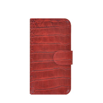 Samsung Galaxy A03s Hoesje - Bookcase - Samsung A03s Hoesje Book Case Portemonnee Wallet Echt Leder Croco Rood Cover