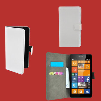 Microsoft Lumia 535 hoesjes - Wallet Book Case / cover Slim - Wit