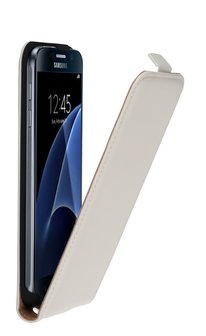 Samsung Galaxy S7 Leder Flip case hoesje Wit