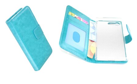 Wallet book style case hoesje voor Sony Xperia X Compact - Effen Turquoise