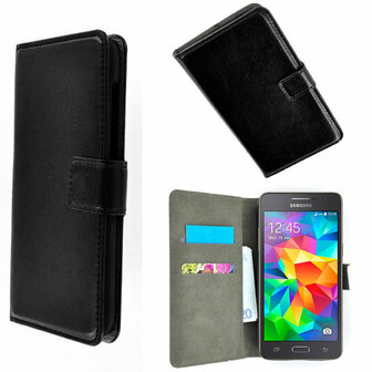 Zwart Bookcase wallet hoesje voor Samsung Galaxy Grand Prime Plus