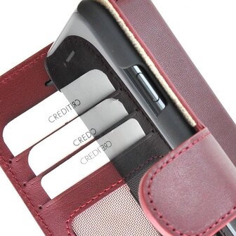 Echt-Leder-Bordeauxrood-Wallet-Bookcase-Pearlycase-Hoesje-voor-Apple-iPhone-7-Plus