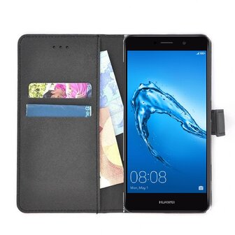 Wallet-bookcase-luxe-effen-zwart-hoesje-voor-Huawei-Y7-Prime