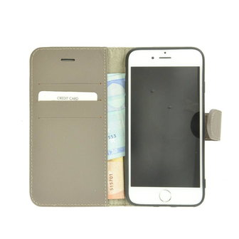 Wallet-Bookcase-Handmade-Pearlycase&reg;-Effen-Kakigrijs-100-Echt-Leer-Hoesje-voor-iPhone-7