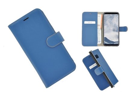 Pearlycase&reg;-Samsung-Galaxy-S8-Plus-Hoesje-Echt-Leer-Wallet-Bookcase-Blauw