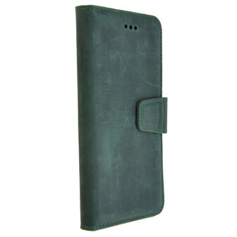 Pearlycase Echt Leder Antiek Donker Groen Bookcase Hoesje voor Samsung Galaxy S9