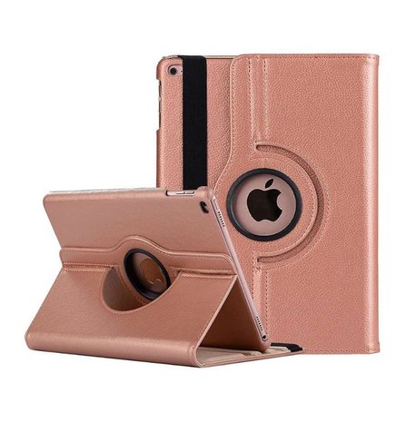 iPad Air 2019 (10,5) hoes Pearlycase.. Kunstleder Hoesje 360° Draaibare Book Case Bescherm Cover Hoes Rose Goud + Screenprotector Tempered Glass