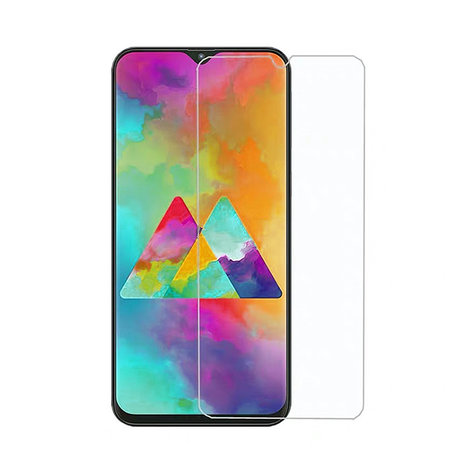 Samsung Galaxy A10s Hoes Cover TPU Siliconen Hoesje Transparant + Screenprotector Tempered Gehard Glas Pearlycase