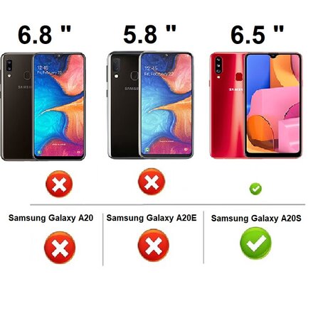 Samsung Galaxy A20s Hoes Wallet Book Case Bruin hoesje PU Leder Pearlycase + Screenprotector Tempered Gehard Glas