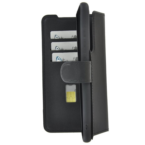 Samsung Galaxy S20 Ultra hoesje Echt Leer Wallet Bookcase hoes cover Antiek Zwart Pearlycase