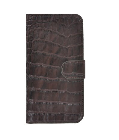 Samsung Galaxy A33 5G Hoesje - Bookcase - Samsung A33 5G Hoesje Book Case Wallet Echt Leer Croco Chocoladebruin Cover