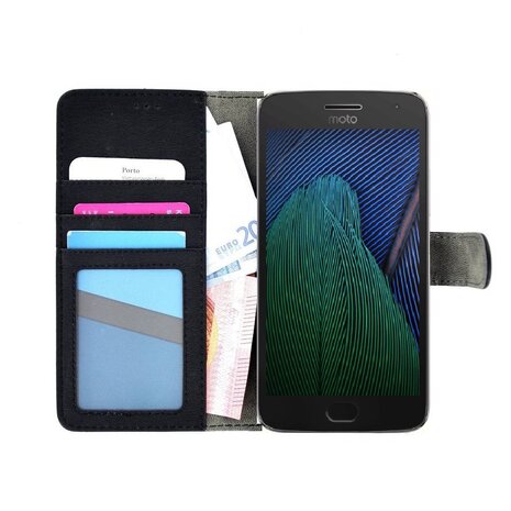 Motorola-Moto-G5-Plus-Zwart-wallet-bookcase-portemonnee-hoesje