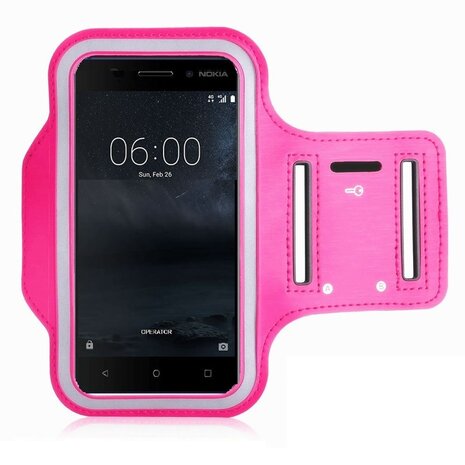 Nokia-6-Sportband-Roze-Hoesje-Hardloop-Sportarmband