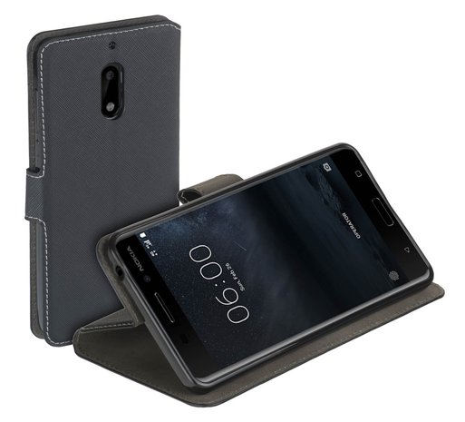 Nokia-6-Hoesje-Luxe-Bookstyle-Y-Wallet-Case-Zwart