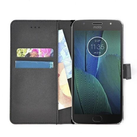Wallet-bookcase-luxe-effen-zwart-hoesje-Motorola-Moto-G5S-Plus