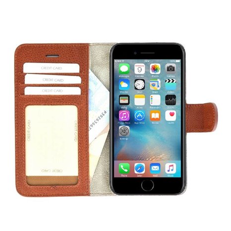 Wallet-Bookcase-Echt-Leder-Lichtbruin-hoesje-voor-iPhone-6(S)