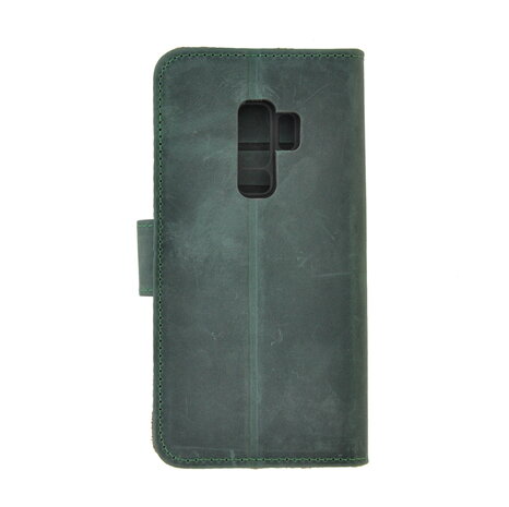 Pearlycase Echt Leder Antiek Donker Groen Bookcase Hoesje voor Samsung Galaxy S9