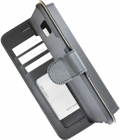 Pearlycase Echt Lederen Handmade Wallet Bookcase hoesje Zwart voor Samsung Galaxy S8 Plus