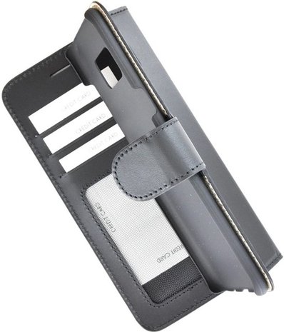 Pearlycase Echt Lederen Handmade Wallet Bookcase hoesje Zwart voor Samsung Galaxy S8