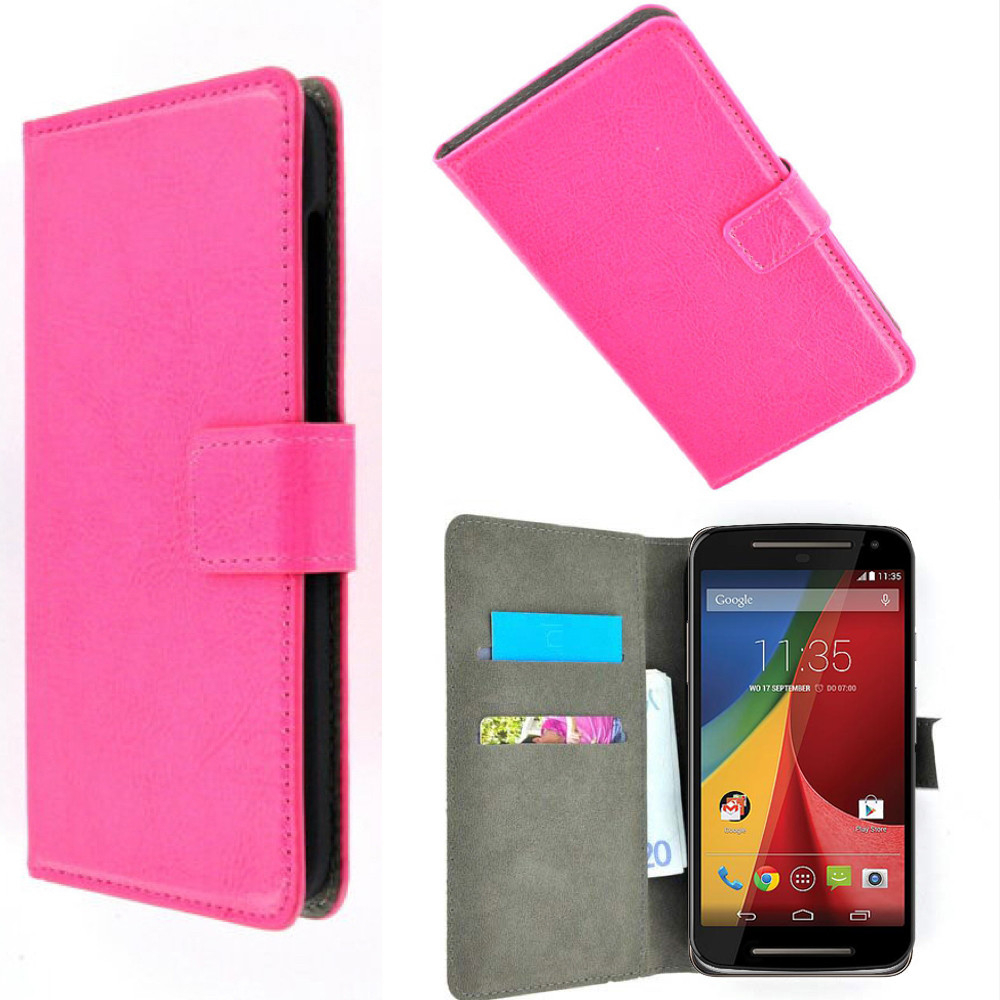 Motorola Moto G 2nd gen.(2014) smartphone hoesje Wallet Book Case Roze Telecomhuis.nl