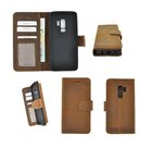 Pearlycase-Echt-Leer-Bookcase-Antiek-Bruin-voor-Samsung-Galaxy-S9-Plus