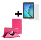 Samsung-Galaxy-TAB-A-10.1-(2016)-SM-T580-SM-T585-hoesje-360°-draaibare-hoes-cover-Roze-+-Tempered-Gehard-Glas-Glazen-screenprotector-Pearlycase