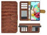 Samsung-Galaxy-A52-hoesje-5G-Bookcase-Samsung-A52s-5G-hoesje-Wallet-Book-Case-Echt-Leer-Croco-Kaneelbruin-Cover