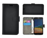 Motorola-Moto-G5-Zwart-effen-bookstyle-wallet-case-hoesje
