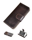 Echt-Leder-Donkerbruin-Wallet-Bookcase-Pearlycase-Hoesje-voor-Apple-iPhone-5/5S/SE