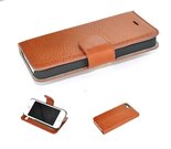 Echt-Leder-Bruin-Wallet-Bookcase-Pearlycase-Hoesje-voor-Apple-iPhone-5/5S/SE