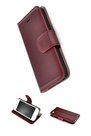 Echt-Leder-Bordeauxrood-Wallet-Bookcase-Pearlycase-Hoesje-voor-Apple-iPhone-5/5S/SE