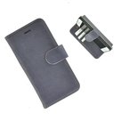 Blauwgrijs-Effen-Wallet-Bookcase-Pearlycase®-100-Echt-Leer-Handmade-Hoesje-voor-iPhone-6/6S