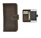 Wallet-Bookcase-Handmade-Pearlycase®-Effen-Donkerbruin-100-Echt-Leer-Hoesje-voor-iPhone-7