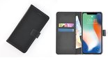 Wallet Book Case puleder Hoesje voor Apple iPhone X - Zwart Effen 