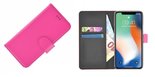 Wallet-Book-Case-puleder-Hoesje-voor-Apple-iPhone-X-Roze-Effen