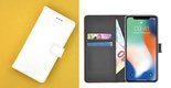 Wallet Book Case puleder Hoesje voor Apple iPhone X - Wit Effen 