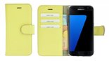 Pearlycase® Samsung Galaxy S7 Hoesje Echt Leder Wallet Bookcase Geel