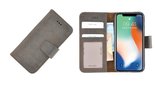 Pearlycase® Wallet Book Case iPhone X Echt Leer Bruin Hoesje met Pashouders