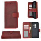 Pearlycase-Echt-Leder-Antiek-bordeaux-rood-Bookcase-Hoesje-voor-Samsung-Galaxy-S9