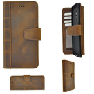 Pearlycase-Echt-Leer-Library-Bookcase-Antiek-Bruin-voor-Samsung-Galaxy-S9