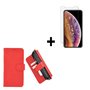 iPhone-11-Pro-Hoes-Pearlycase-Cover-Wallet-Book-Case-Rood-+-Screenprotector-Tempered-Gehard-Glas