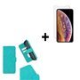 iPhone-11-Pro-Hoes-Pearlycase-Cover-Wallet-Book-Case-Turquoise-+-Screenprotector-Tempered-Gehard-Glas