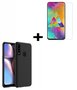 Samsung-Galaxy-A20s-Hoes-Cover-TPU-Siliconen-Hoesje-Zwart-+-Screenprotector-Tempered-Gehard-Glas-Pearlycase