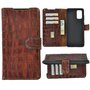 Samsung-Galaxy-S20-Plus-hoesje-Cover-Wallet-Bookcase-Pearlycase-Echt-Leder-hoes-Croco-Bruin