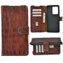 Samsung-Galaxy-S20-Ultra-hoesje-Cover-Wallet-Bookcase-Pearlycase-Echt-Leder-hoes-Croco-Bruin
