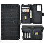 Samsung-Galaxy-S20-Ultra-hoesje-Cover-Wallet-Bookcase-Pearlycase-Echt-Leder-hoes-Croco-Zwart
