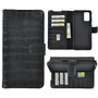 Samsung-Galaxy-S20-Plus-hoesje-Cover-Wallet-Bookcase-Pearlycase-Echt-Leder-hoes-Croco-Zwart